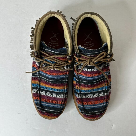 Twisted X Women's Serape Fringe Moccasins Size 6.5M Multicolor Southwestern Boho - Picture 4 of 9